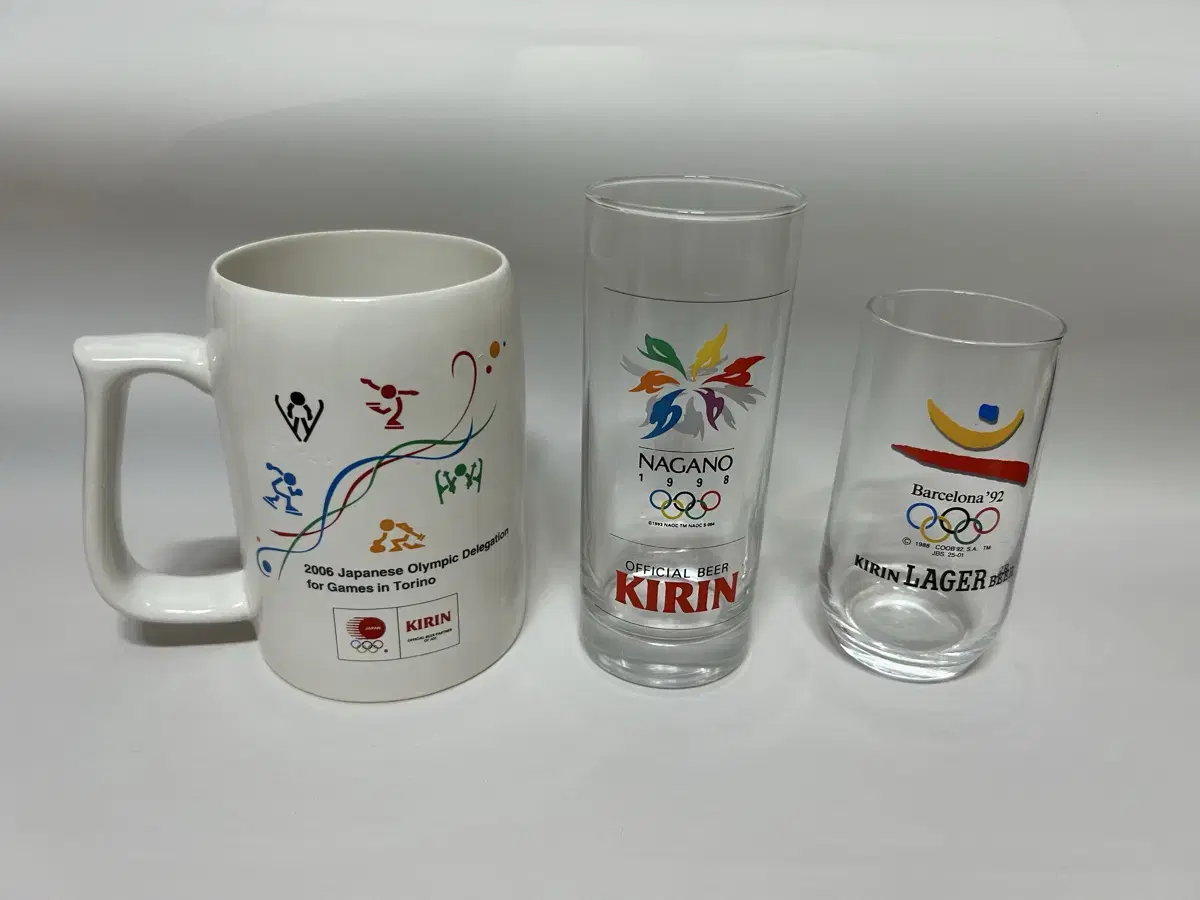 기린 KIRIN 올림픽 공식 빈티지 글라스 맥주잔 1998~